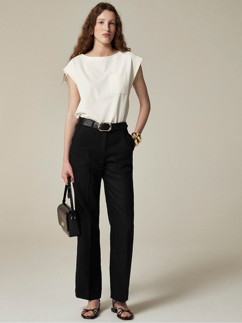 NWT J.Crew Harbor pant in linen size large color black